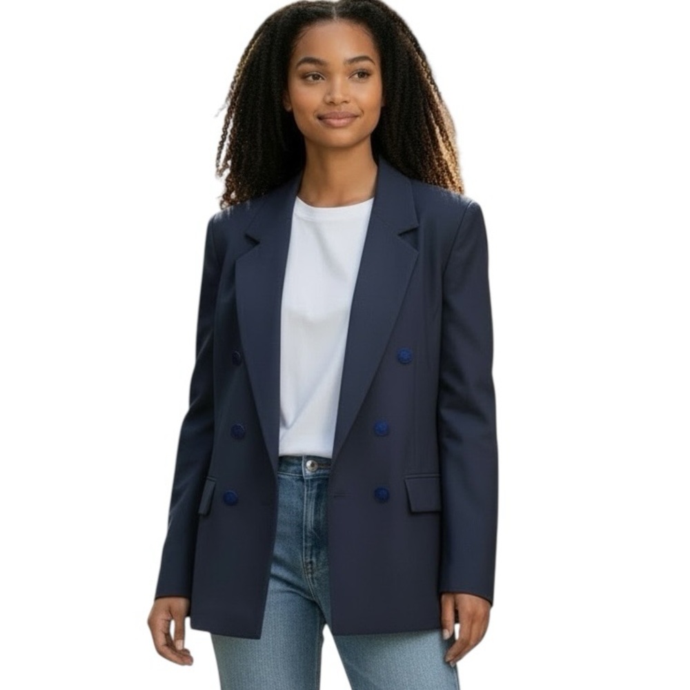 VTG Pendleton Navy Blue Double-Breasted Blazer 100% Wool Womens Size 8 Classic - Picture 8 of 10